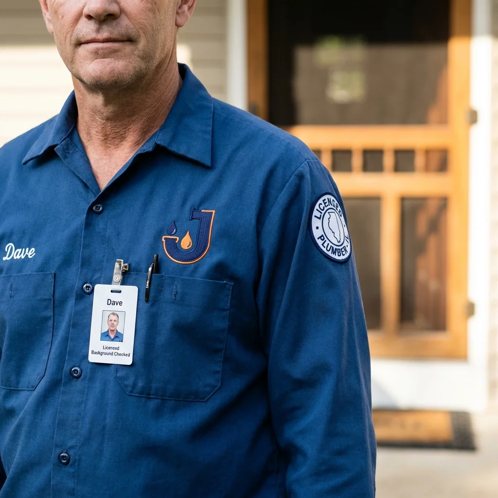 Licensed plumber showing ID badge in Gila Bend, AZ