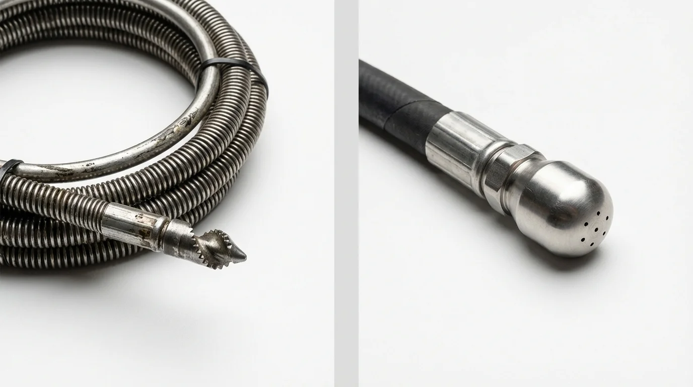 Drain snake cable and hydro jetting nozzle used for drain cleaning in Gila Bend, AZ