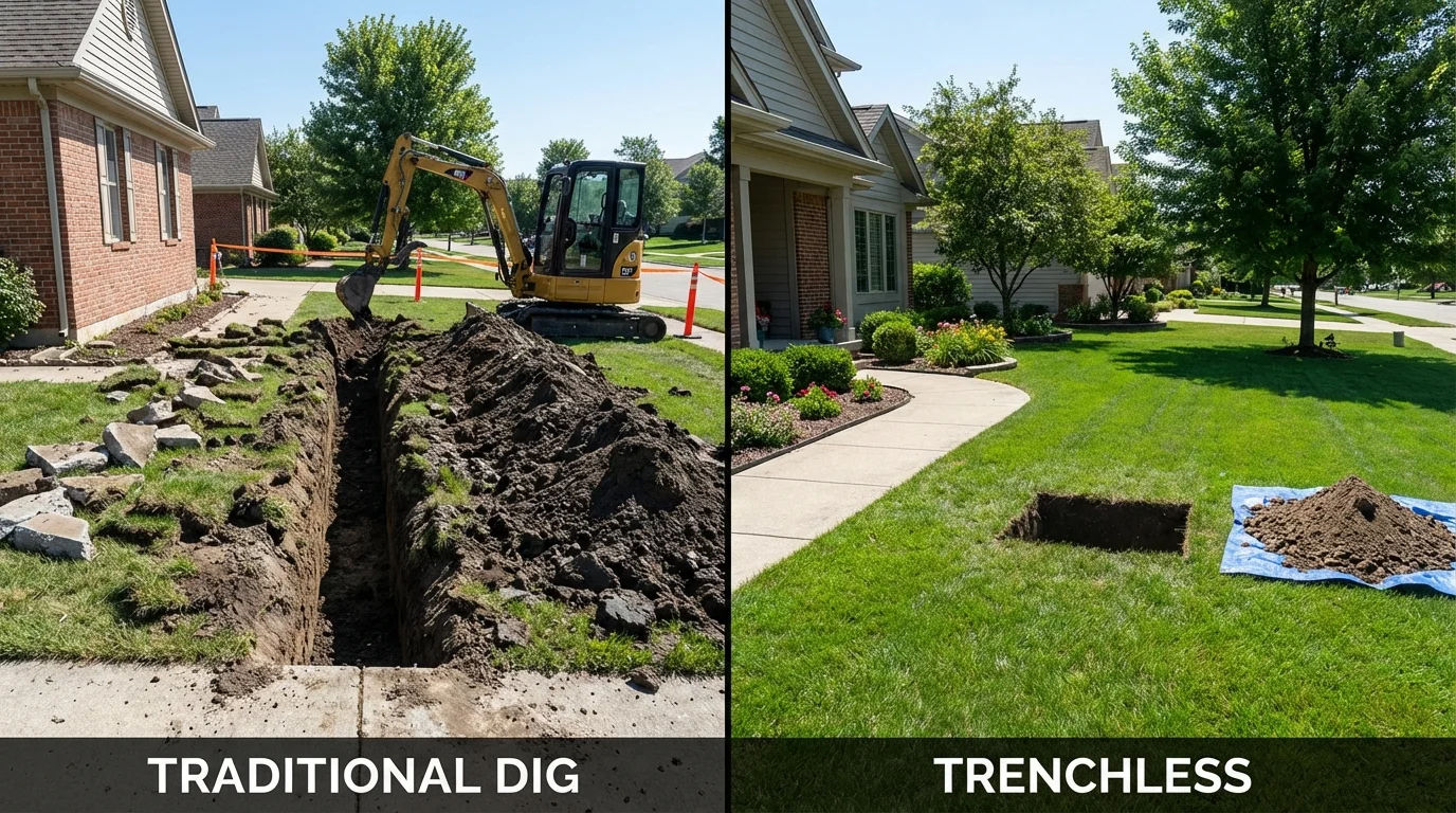 Trenchless sewer repair with minimal yard damage versus traditional excavation in Gila Bend, AZ